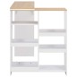 vidaXL Mesa alta de bar con estante móvil blanca 138x39x110 cm