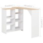 vidaXL Mesa alta de bar con estante móvil blanca 138x39x110 cm