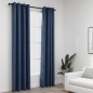 vidaXL Cortinas opacas con ojales look de lino 2 pzas azul 140x245 cm vidaXL Cortinas opacas con ojales look de lino 2 pzas azul 140x245 cm