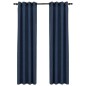 vidaXL Cortinas opacas con ojales look de lino 2 pzas azul 140x245 cm vidaXL Cortinas opacas con ojales look de lino 2 pzas azul 140x245 cm