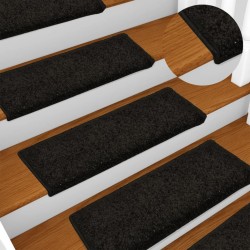 vidaXL Alfombrillas de escalera 10 unidades negro 65x21x4 cm