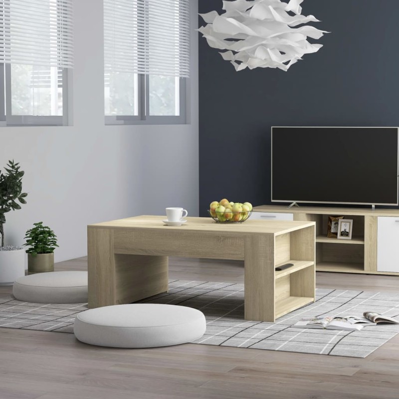 vidaXL Mesa de centro contrachapada color roble Sonoma 100x60x42 cm