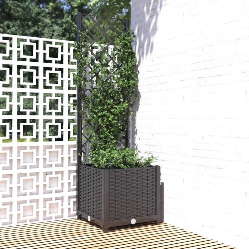 vidaXL Jardinera con enrejado PP negro 40x40x136 cm vidaXL Jardinera con enrejado PP negro 40x40x136 cm