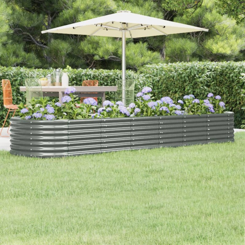 vidaXL Jardinera arriate acero recubrimiento polvo gris 296x80x36 cm vidaXL Jardinera arriate acero recubrimiento polvo gris 296x80x36 cm