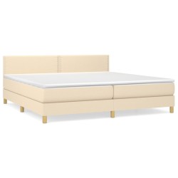 vidaXL Cama box spring con colchón tela color crema 200x200 cm