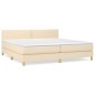 vidaXL Cama box spring con colchón tela color crema 200x200 cm vidaXL Cama box spring con colchón tela color crema 200x200 cm
