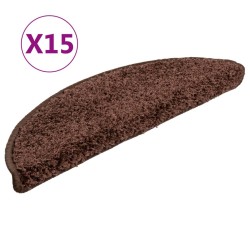 vidaXL Alfombras de peldaños de escalera 15 uds marrón 56x17x3 cm