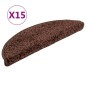 vidaXL Alfombras de peldaños de escalera 15 uds marrón 56x17x3 cm vidaXL Alfombras de peldaños de escalera 15 uds marrón 56x17x3 cm