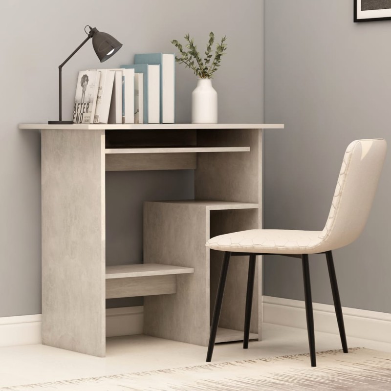 vidaXL Escritorio de madera contrachapada gris hormigón 80x45x74 cm vidaXL Escritorio de madera contrachapada gris hormigón 80x45x74 cm