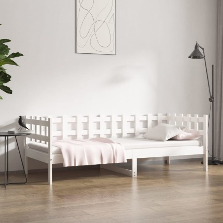 vidaXL Sofá cama madera maciza de pino blanco 80x200 cm