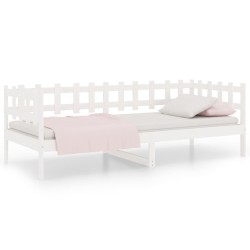 vidaXL Sofá cama madera maciza de pino blanco 80x200 cm