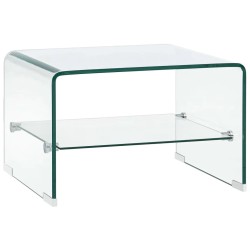 vidaXL Mesa de centro de vidrio templado transparente 50x45x33 cm 