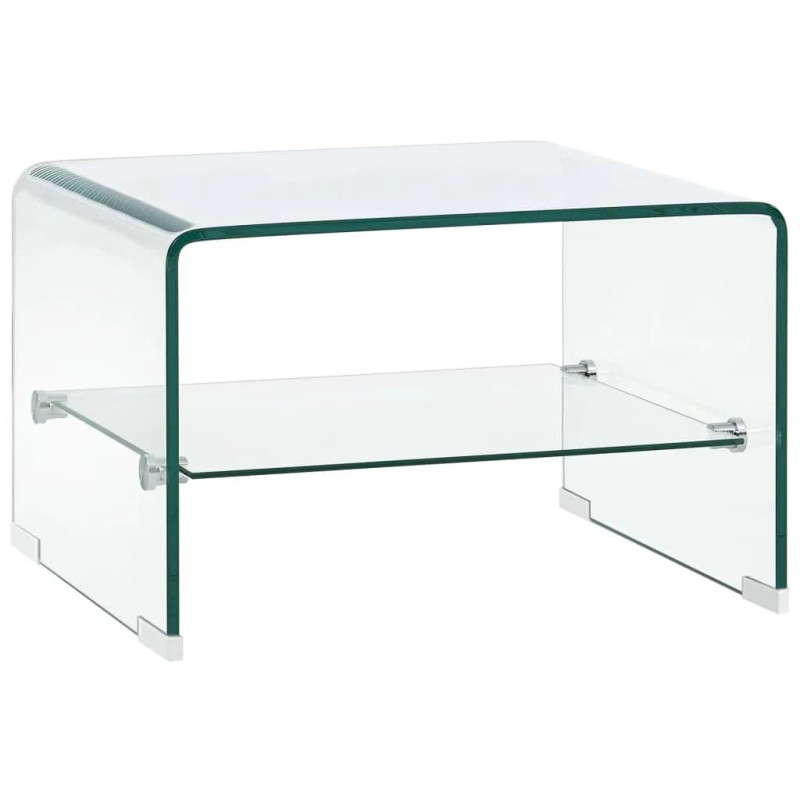 vidaXL Mesa de centro de vidrio templado transparente 50x45x33 cm 