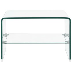 vidaXL Mesa de centro de vidrio templado transparente 50x45x33 cm 