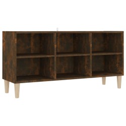 vidaXL Mueble de TV patas madera maciza roble ahumado 103,5x30x50 cm