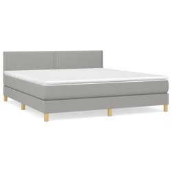 vidaXL Cama box spring con colchón tela gris claro 180x200 cm