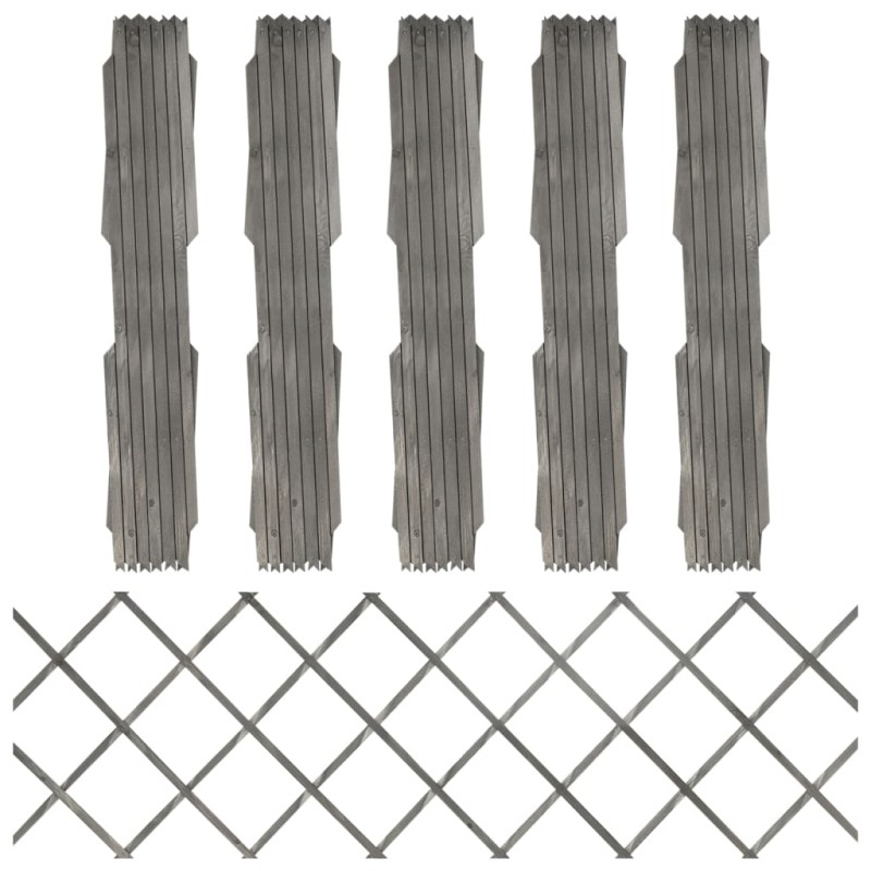 vidaXL Vallas enrejado 5 uds madera maciza de abeto gris 180x60 cm vidaXL Vallas enrejado 5 uds madera maciza de abeto gris 180x60 cm