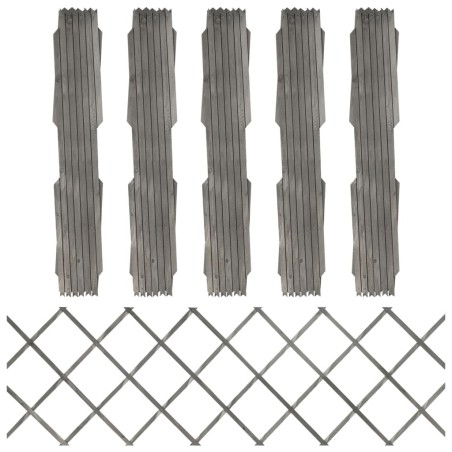 vidaXL Vallas enrejado 5 uds madera maciza de abeto gris 180x60 cm 