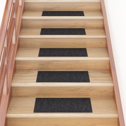vidaXL Alfombrilla autoadhesiva escalera 15 uds negro 60x25 cm
