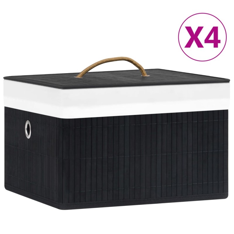 vidaXL Cajas de almacenamiento de bambú 4 unidades negro vidaXL Cajas de almacenamiento de bambú 4 unidades negro