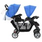 vidaXL Carrito para 2 niños tandem de acero azul y negro 