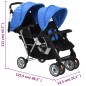 vidaXL Carrito para 2 niños tandem de acero azul y negro 