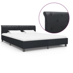 vidaXL Estructura de cama de cuero sintético negro 160x200 cm
