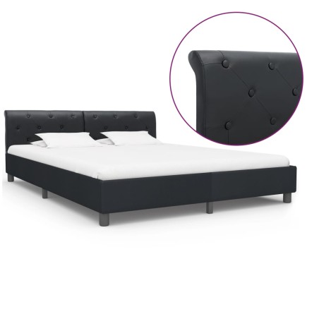 vidaXL Estructura de cama de cuero sintético negro 160x200 cm