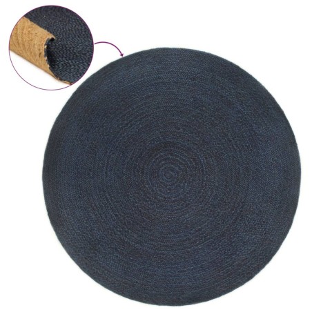 vidaXL Alfombra trenzada reversible yute azul marino y natural 150 cm