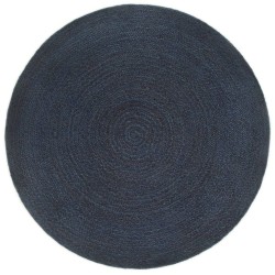 vidaXL Alfombra trenzada reversible yute azul marino y natural 150 cm