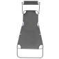 vidaXL Tumbona plegable con parasol de acero gris