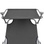 vidaXL Tumbona plegable con parasol de acero gris