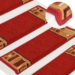 vidaXL Alfombrilla autoadhesiva para escalera 15 uds rojo 65x21x4 cm