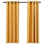 vidaXL Cortinas opacas con ojales look lino 2 pzas amarillo 140x175 cm
