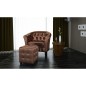vidaXL Sillón con diseño de cubo con reposapiés cuero sintético marrón