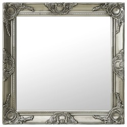 vidaXL Espejo de pared estilo barroco plateado 60x60 cm