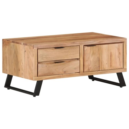 vidaXL Mesa de centro madera maciza acacia borde natural 90x50x40 cm 