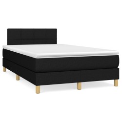 vidaXL Cama box spring con colchón tela negro 120x200 cm