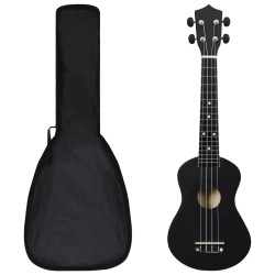 vidaXL Set de ukelele soprano con funda para niños negro 23"