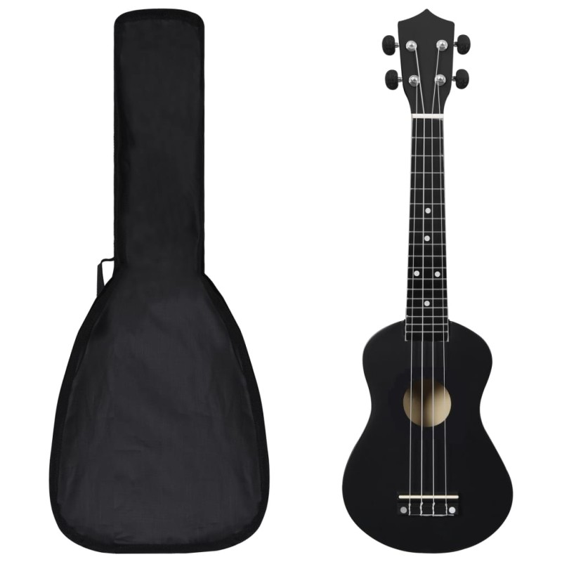 vidaXL Set de ukelele soprano con funda para niños negro 23" vidaXL Set de ukelele soprano con funda para niños negro 23"