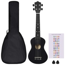 vidaXL Set de ukelele soprano con funda para niños negro 23"