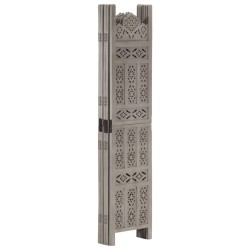 vidaXL Biombo 5 paneles tallado a mano madera de mango gris 200x165 cm