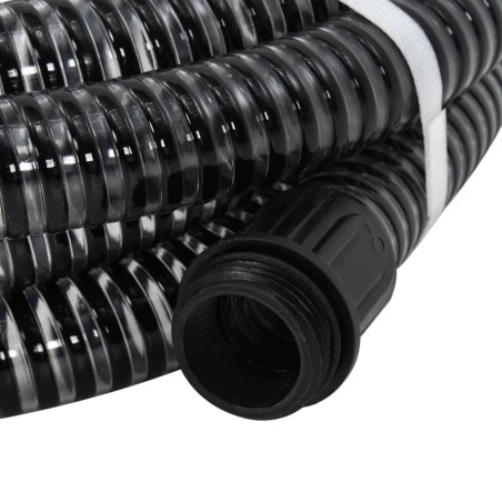 vidaXL Manguera de succión con conectores de latón PVC negro 29 mm 5 m