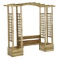 vidaXL Pérgola de jardín con banco y jardineras madera pino impregnada vidaXL Pérgola de jardín con banco y jardineras madera pino impregnada
