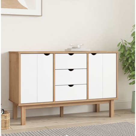 vidaXL Aparador OTTA madera maciza pino marrón y blanco 113,5x43x73 cm
