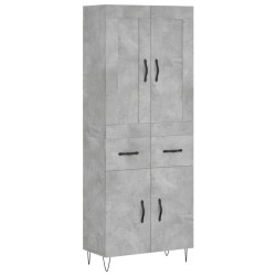vidaXL Aparador alto madera contrachapada gris hormigón 69,5x34x180 cm