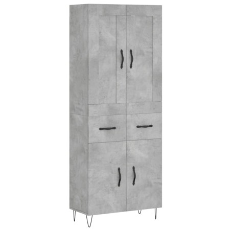 vidaXL Aparador alto madera contrachapada gris hormigón 69,5x34x180 cm