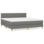 vidaXL Cama box spring con colchón tela gris oscuro 160x200 cm