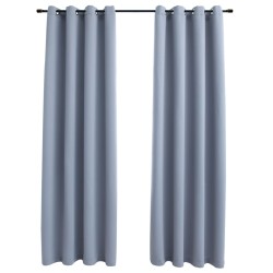 vidaXL Cortinas opacas con anillas de metal 2 pzs gris 140x175 cm