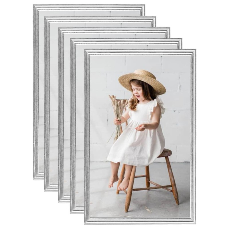 vidaXL Marcos de foto collage de mesa 5 uds plateado MDF 10x15cm vidaXL Marcos de foto collage de mesa 5 uds plateado MDF 10x15cm